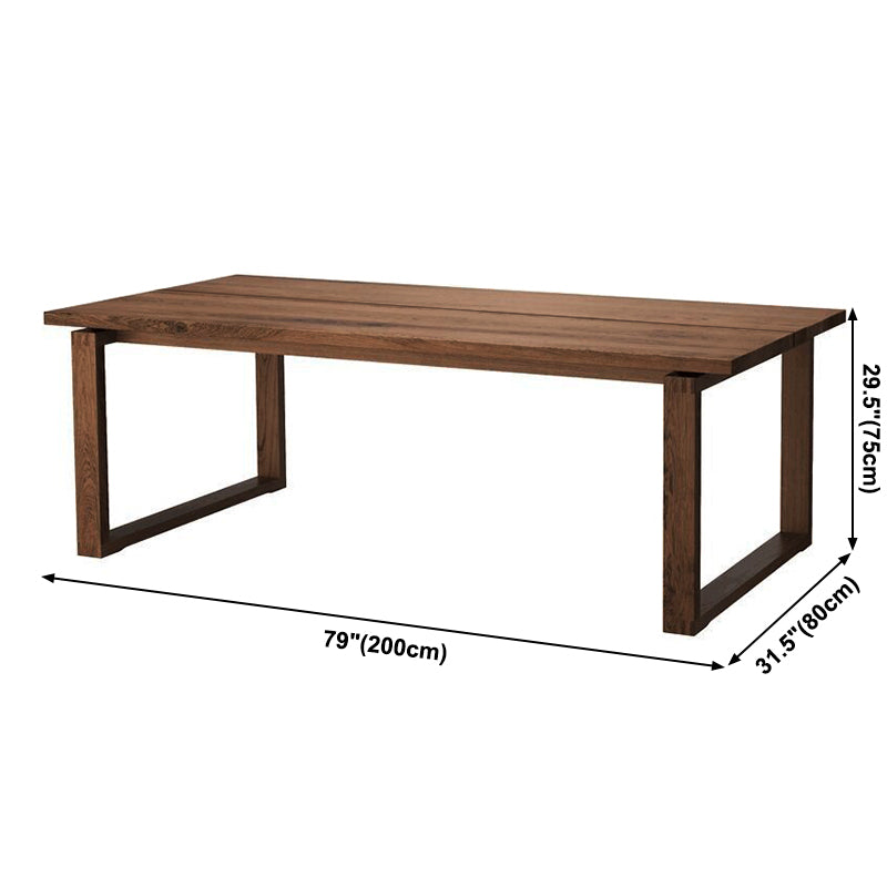 Minimalist Kitchen Standard Dining Table Solid Wood Rectangle Dining Table with Double Pedestal