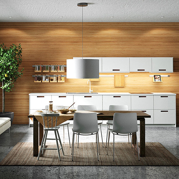 Minimalist Kitchen Standard Dining Table Solid Wood Rectangle Dining Table with Double Pedestal