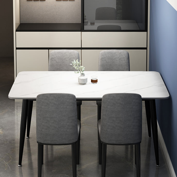 Rectangle Sintered Stone Two-Color Dining Table Simplicity 4 Legs Table for Dining Room