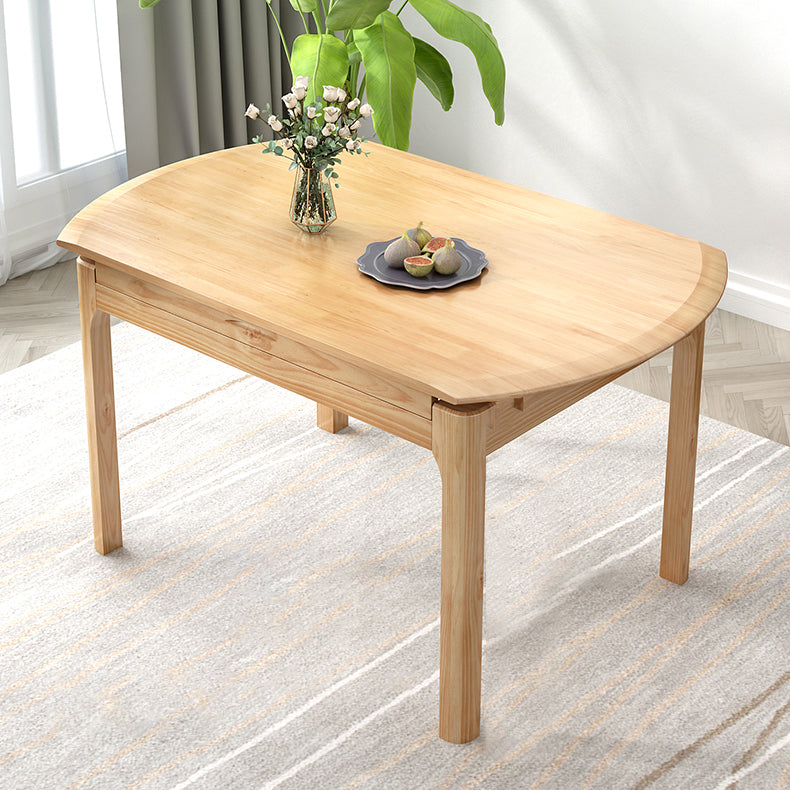 Modern Style Solid Wood Dining Table Round Table with 4 Legs for Home Use