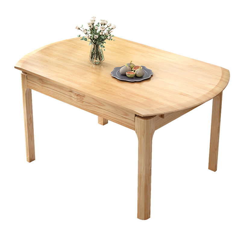 Modern Style Solid Wood Dining Table Round Table with 4 Legs for Home Use