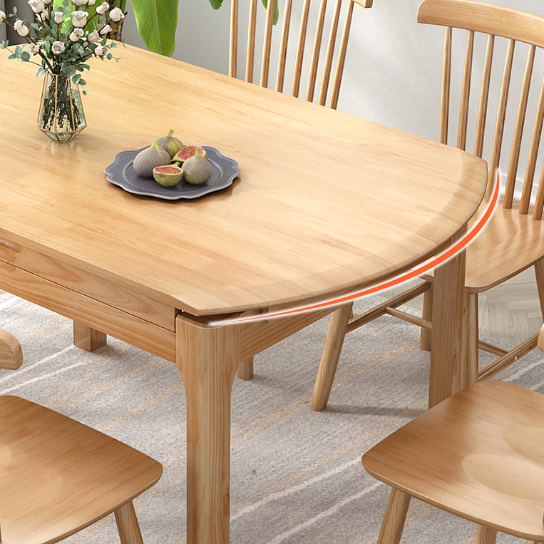 Modern Style Solid Wood Dining Table Round Table with 4 Legs for Home Use