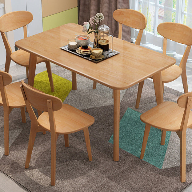 Rectangle Solid Wood Brown Tone Dining Table Simplicity 4 Legs Table for Dining Room