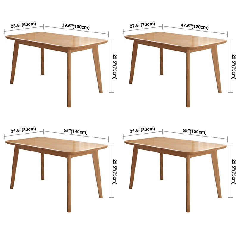 Rectangle Solid Wood Brown Tone Dining Table Simplicity 4 Legs Table for Dining Room