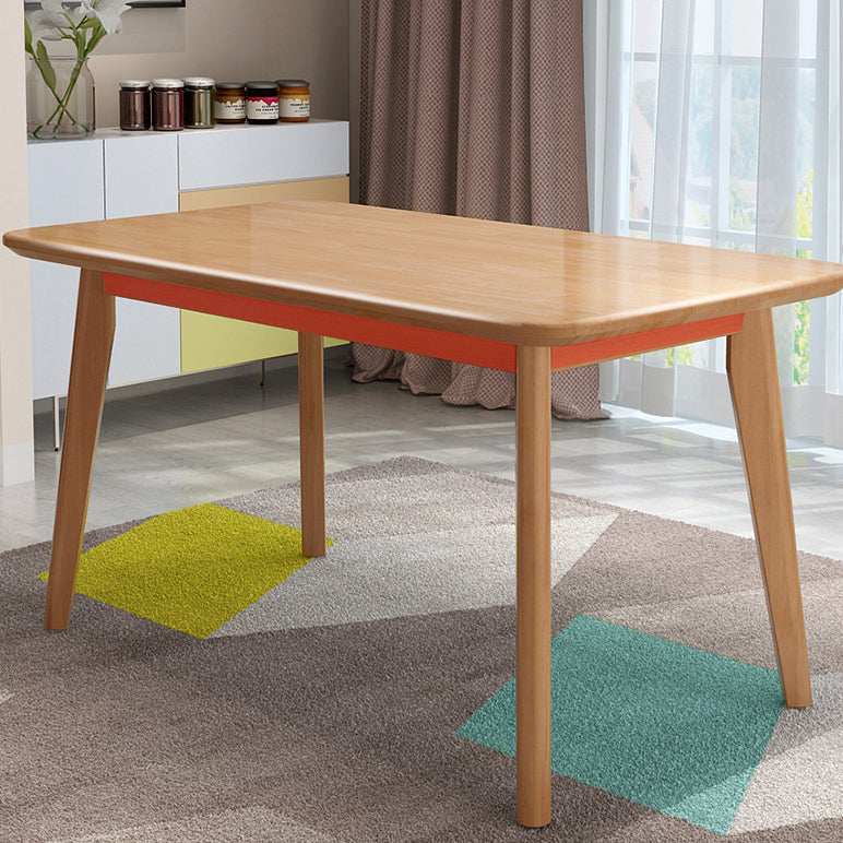 Rectangle Solid Wood Brown Tone Dining Table Simplicity 4 Legs Table for Dining Room