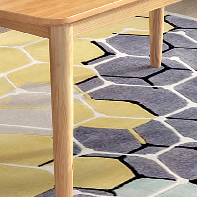 Mesa de comedor de madera maciza de caucho de estilo moderno, mesa rectangular marrón con 4 patas para uso doméstico