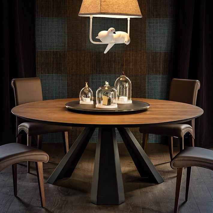 Modern Round Dining Table Pine Solid Wood Dining Room Collection for Indoor