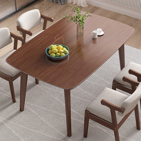 Mesa de comedor de madera sólida de estilo de goma moderno Mesa rectangular con 4 patas para comedor
