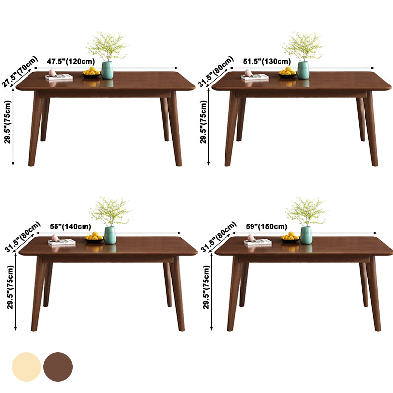 Mesa de comedor de madera sólida de estilo de goma moderno Mesa rectangular con 4 patas para comedor