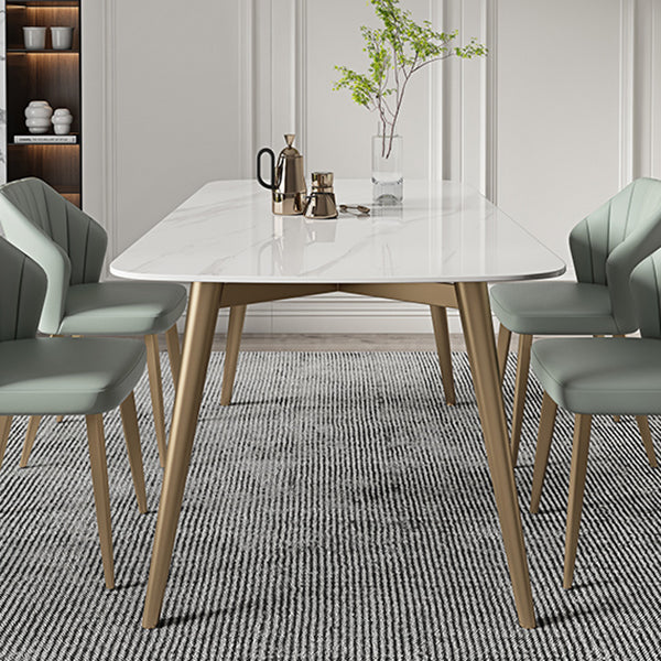 Eigentijdse eettafel Gesinterde stenen eettafel met 4 gouden poten