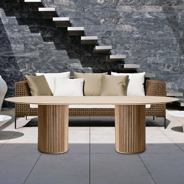 Tono de comedor moderno de pedestal doble oval