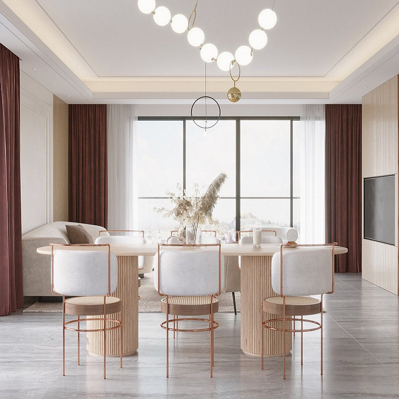 Tono de comedor moderno de pedestal doble oval