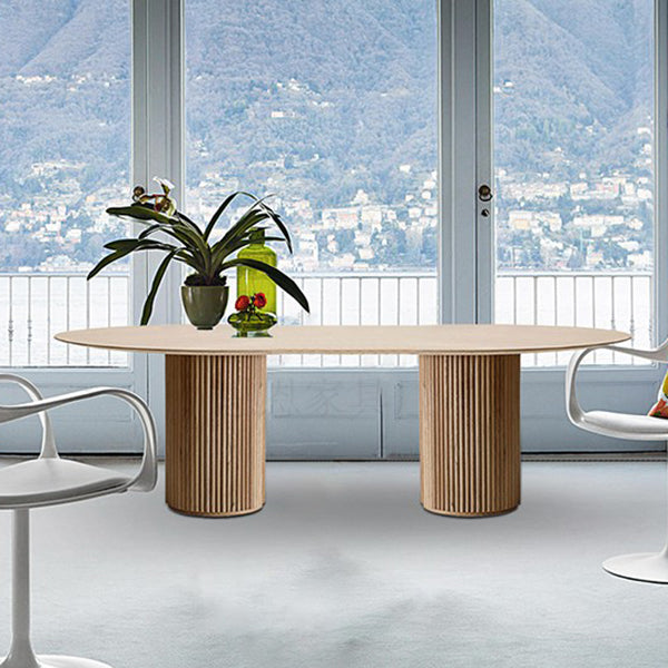 Tono de comedor moderno de pedestal doble oval