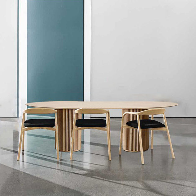 Tono de comedor moderno de pedestal doble oval