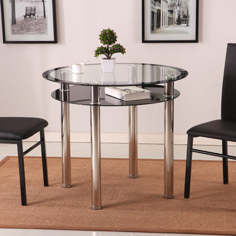 Contemporary 35.4" Round Dining Table Clear Tempered Glass Table with 4 Legs