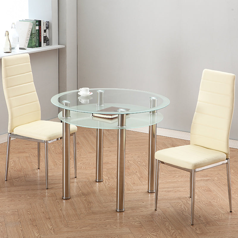 Contemporary 35.4" Round Dining Table Clear Tempered Glass Table with 4 Legs