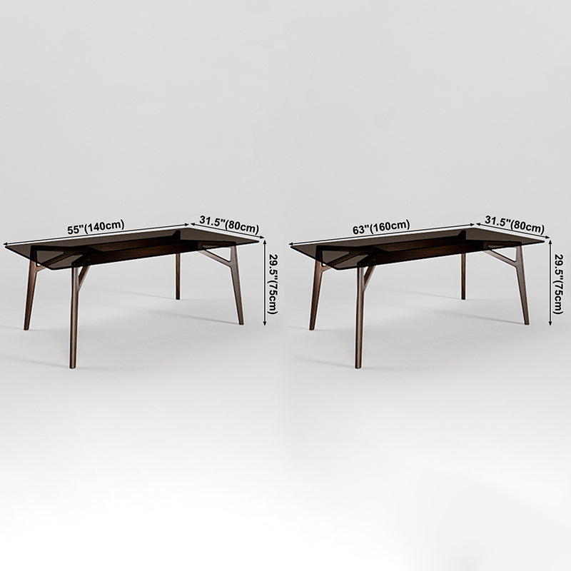 Mesa de comedor rectangular contemporánea mesa de vidrio templado transparente con 4 patas