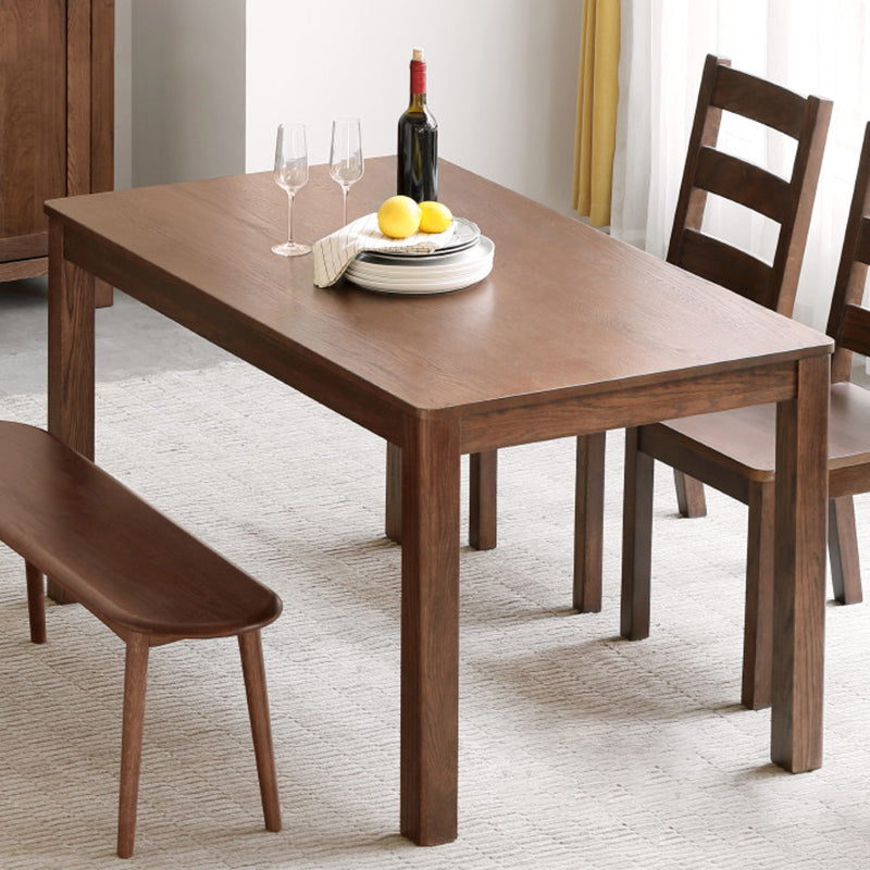 Contemporary Rectangle Dining Table Oak Solid Wood Table with 4 Legs for Kitchen Dinner Dining Room