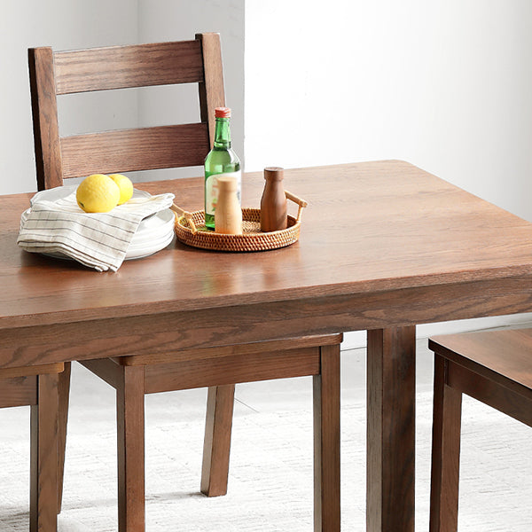Contemporary Rectangle Dining Table Oak Solid Wood Table with 4 Legs for Kitchen Dinner Dining Room