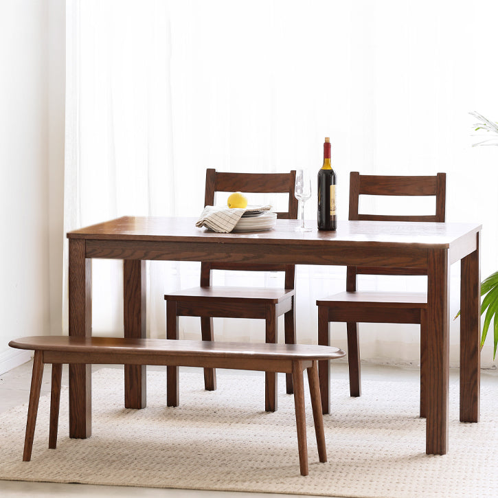 Contemporary Rectangle Dining Table Oak Solid Wood Table with 4 Legs for Kitchen Dinner Dining Room