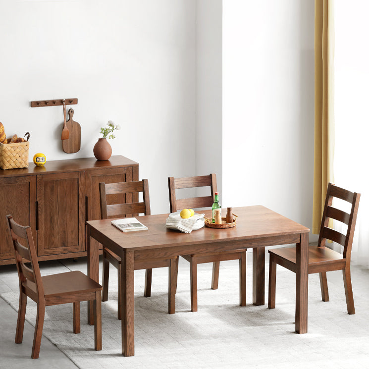 Contemporary Rectangle Dining Table Oak Solid Wood Table with 4 Legs for Kitchen Dinner Dining Room