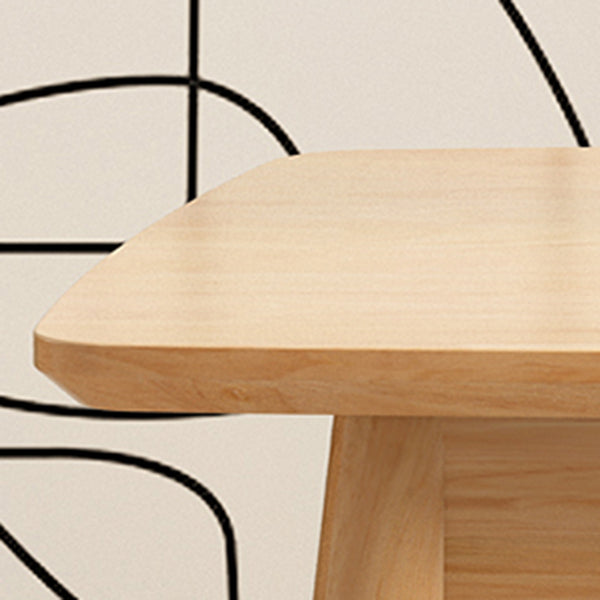 Modern Rubberwood Solid Wood Dining Table Brown Rectangle Table with 4 Legs for Home