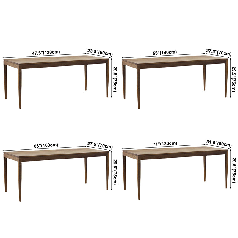 Solid Wood Brown Tone Dining Table Simplicity 4 Legs Table for Dining Room