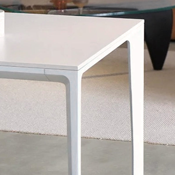 Contemporary Rectangle Dining Table Sintered Stone Dining Table with 4 White Legs