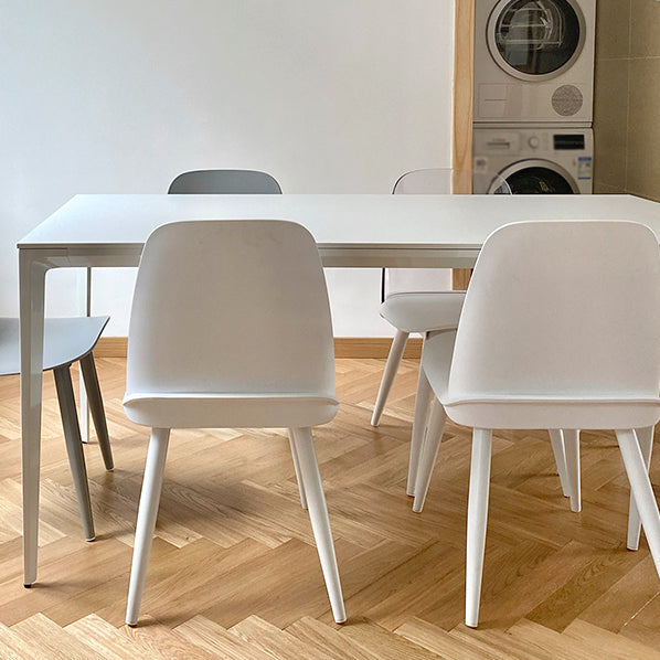 Contemporary Rectangle Dining Table Sintered Stone Dining Table with 4 White Legs