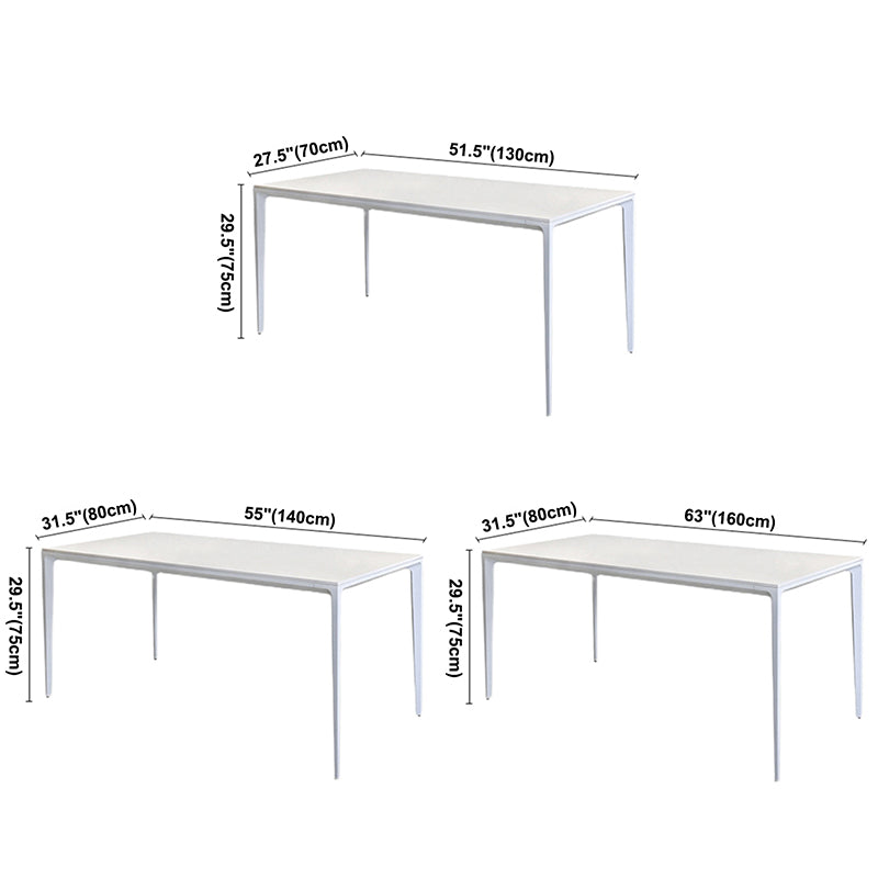 Contemporary Rectangle Dining Table Sintered Stone Dining Table with 4 White Legs