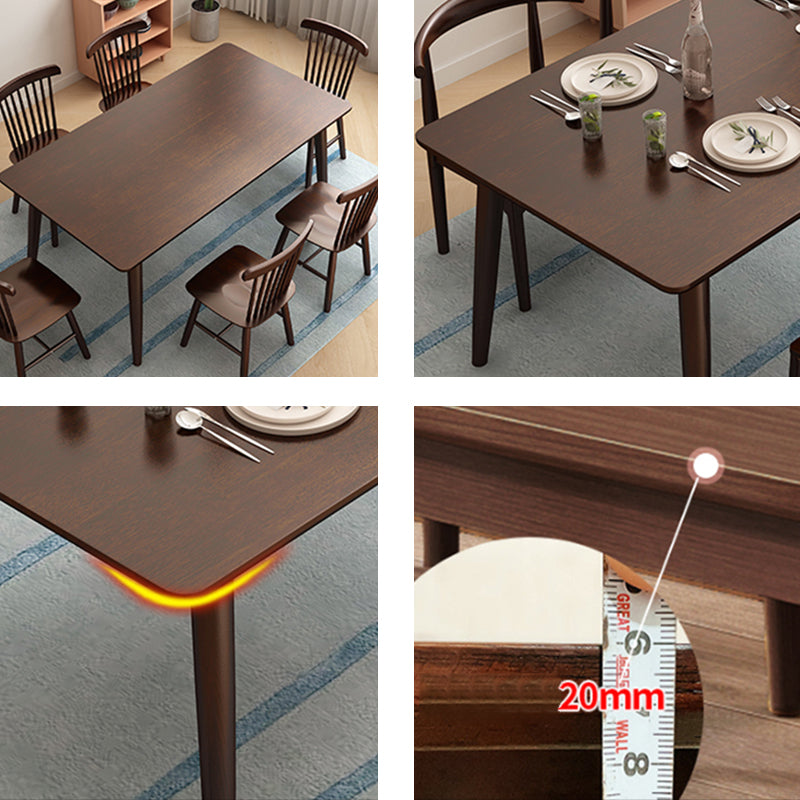 Rechthoek Moderne eettafel Bruine vaste tafel met rubberwood massief hout
