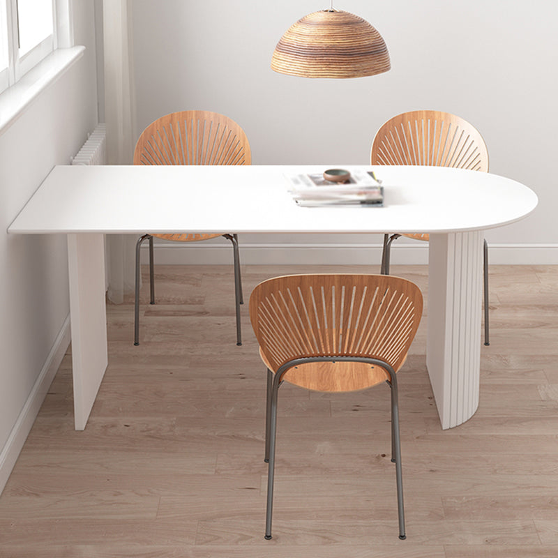 Freie Form moderner Stil Esstisch Weißer fester Tisch mit Sinterstein