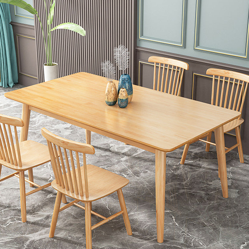 Table à manger en bois massif moderne table rectangle marron avec 4 jambes pour un usage domestique