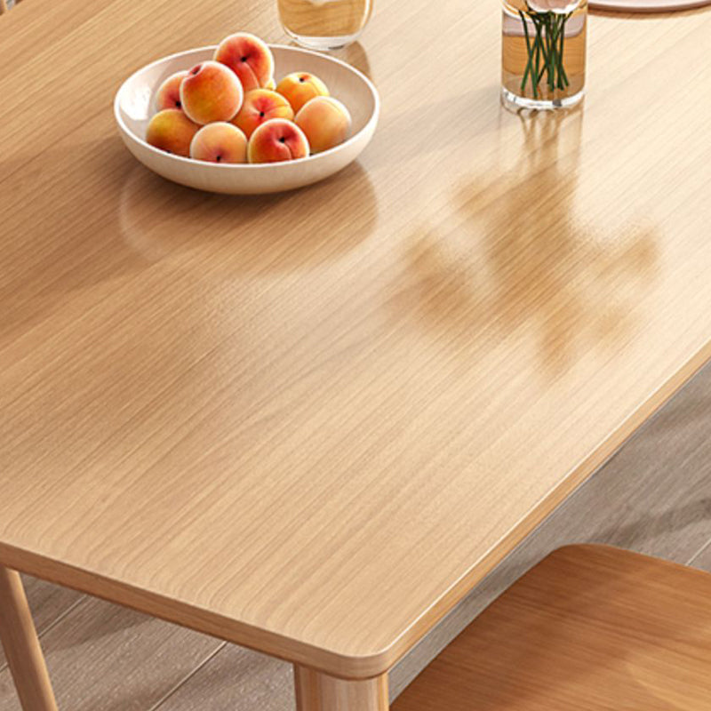 Table à manger en bois massif moderne table rectangle marron avec 4 jambes pour un usage domestique