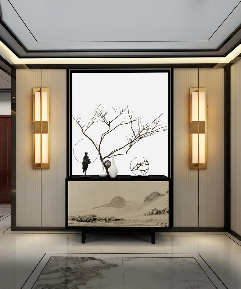 Gold Metal Modern Wall Sconce Rectangular Wall Mounted Light for Living Room