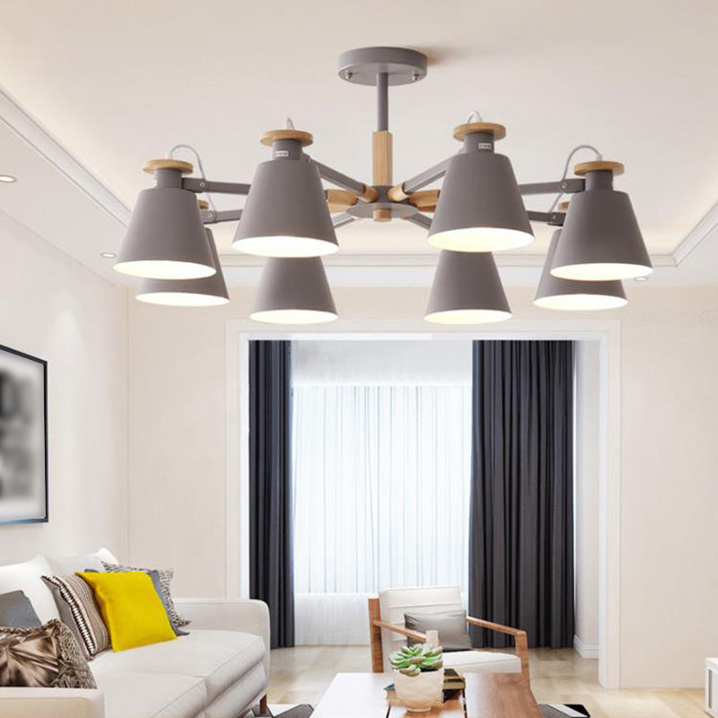 Estilo moderno de 8 luces colgantes lámparas de metal cónicos lámparas de metal cónico