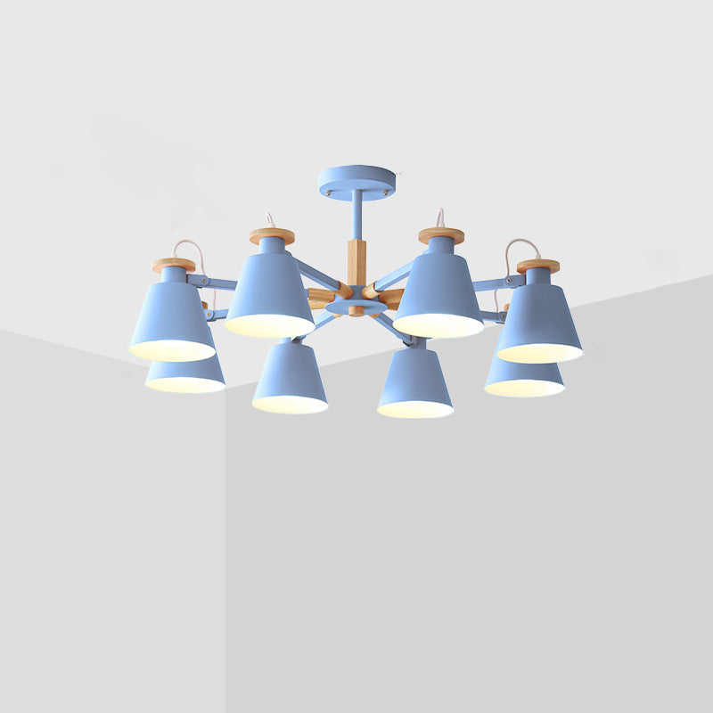 Estilo moderno de 8 luces colgantes lámparas de metal cónicos lámparas de metal cónico