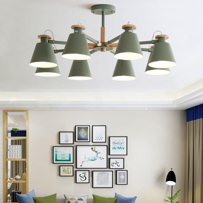 Estilo moderno de 8 luces colgantes lámparas de metal cónicos lámparas de metal cónico