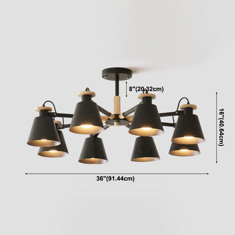 Estilo moderno de 8 luces colgantes lámparas de metal cónicos lámparas de metal cónico