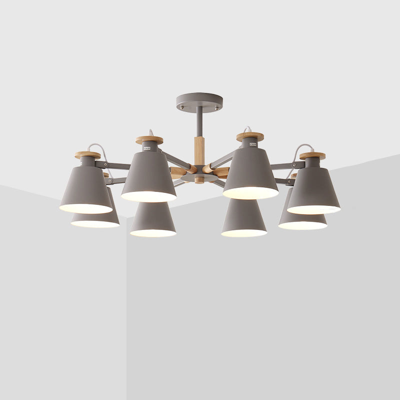 Estilo moderno de 8 luces colgantes lámparas de metal cónicos lámparas de metal cónico