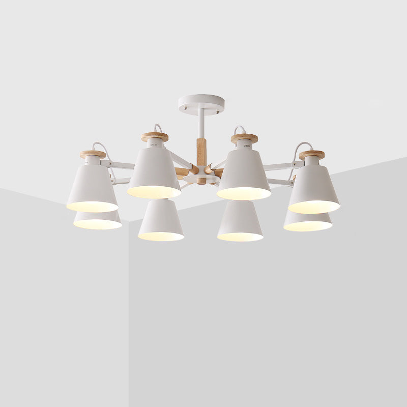 Estilo moderno de 8 luces colgantes lámparas de metal cónicos lámparas de metal cónico