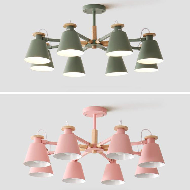 Estilo moderno de 8 luces colgantes lámparas de metal cónicos lámparas de metal cónico
