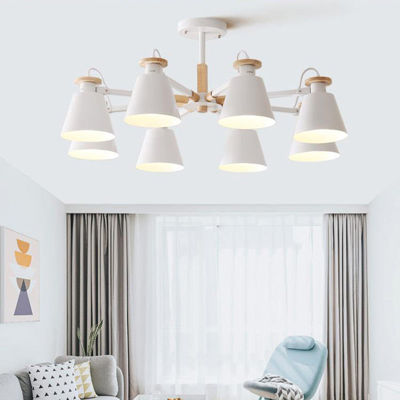 Estilo moderno de 8 luces colgantes lámparas de metal cónicos lámparas de metal cónico