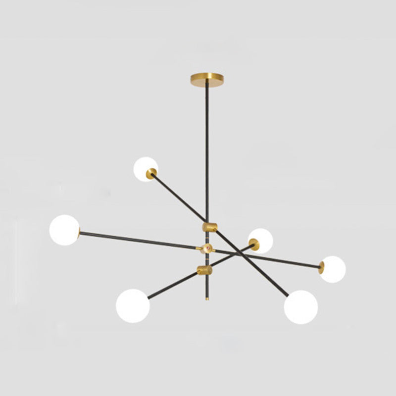 Lámpara de lámpara de suspensión industrial negro globo de vidrio múltiples luces colgantes de techo colgante