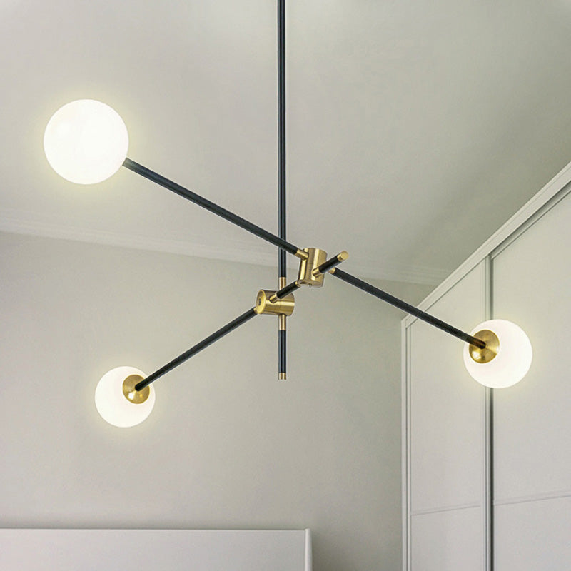 Lámpara de lámpara de suspensión industrial negro globo de vidrio múltiples luces colgantes de techo colgante