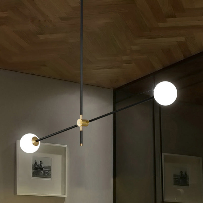Lámpara de lámpara de suspensión industrial negro globo de vidrio múltiples luces colgantes de techo colgante