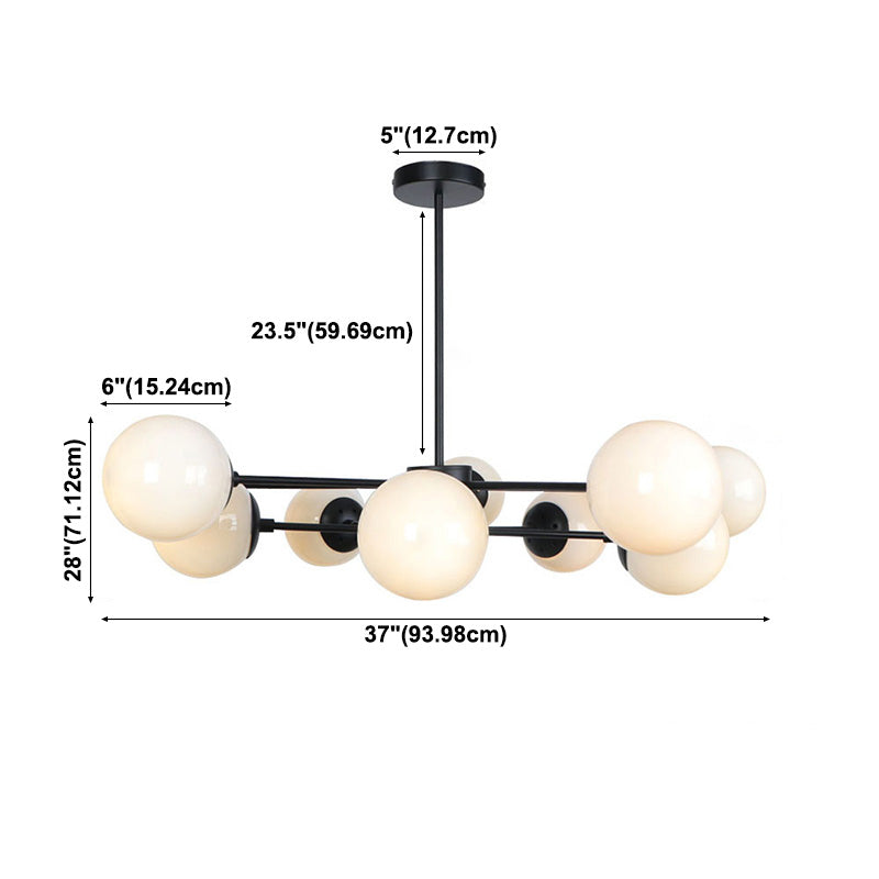 Lámpara de lámpara de araña colgante de múltiples luces de múltiples lámpara de vidrio de globo industrial luz colgante de vidrio