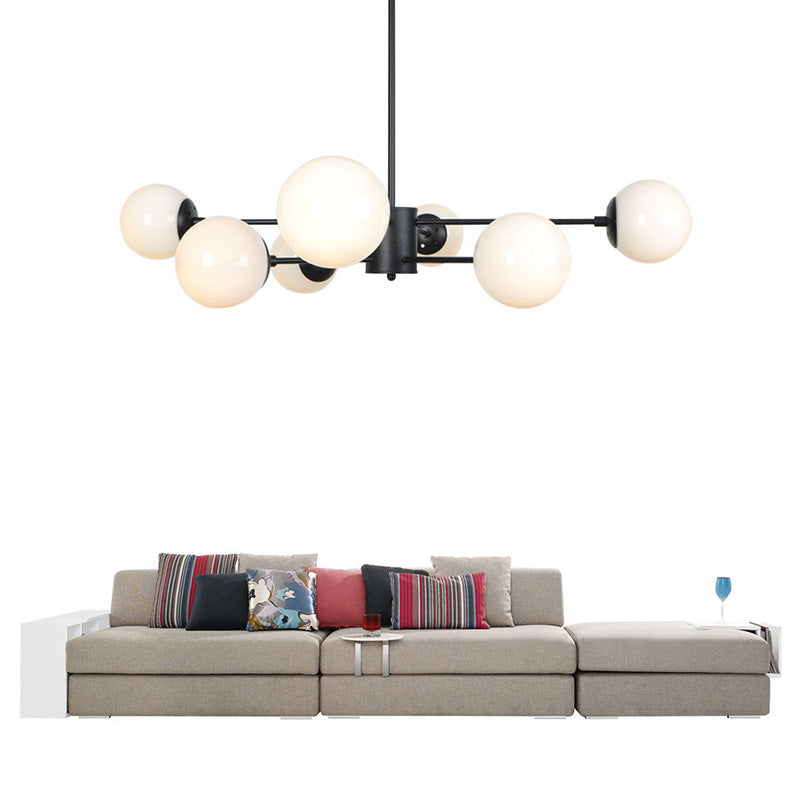 Lámpara de lámpara de araña colgante de múltiples luces de múltiples lámpara de vidrio de globo industrial luz colgante de vidrio