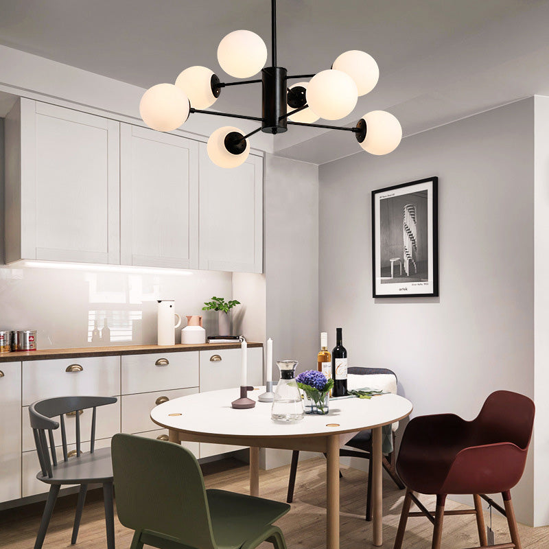 Leche de lámpara de techo negro de vidrio Negro Luces de lámparas de araña de múltiples luces de múltiples luces industriales