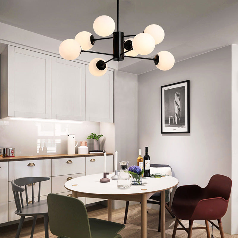 Leche de lámpara de techo negro de vidrio Negro Luces de lámparas de araña de múltiples luces de múltiples luces industriales